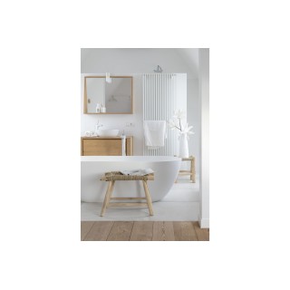 Tabouret artisanal rectangulaire en teck et jonc de mer CHAM - HELLIN