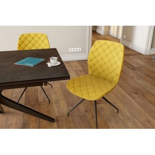 Chaises tissu jaune et métal noir – Lot de 2 ANNA | Hellin