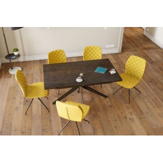 Chaises tissu jaune et métal noir – Lot de 2 ANNA | Hellin