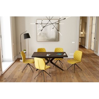 Chaises tissu jaune et métal noir – Lot de 2 ANNA | Hellin