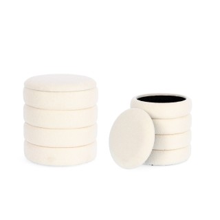 Pouf contemporain rond en tissu bouclette (set de 2) KARENINE - HELLIN