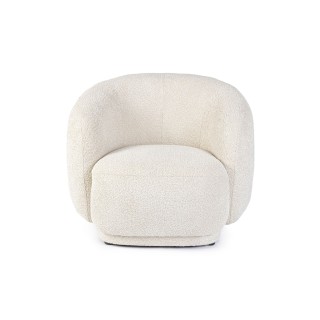 Fauteuil 1 place en tissu bouclette blanc ELLA - HELLIN
