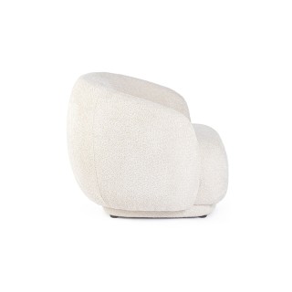 Fauteuil 1 place en tissu bouclette blanc ELLA - HELLIN