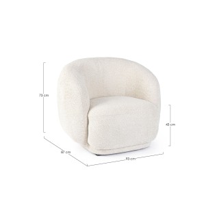 Fauteuil 1 place en tissu bouclette blanc ELLA - HELLIN