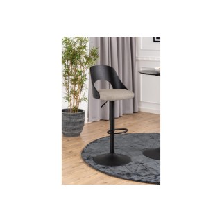 Tabouret de bar assise en tissu piétement en métal noir (lot de 2) - LUCKI