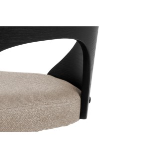 Tabouret de bar assise en tissu piétement en métal noir (lot de 2) - LUCKI