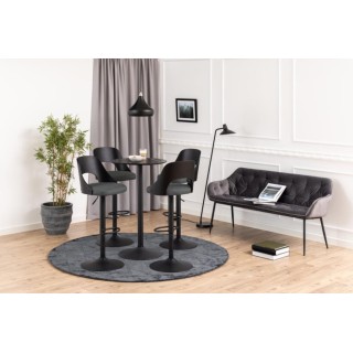 Tabouret de bar assise en tissu piétement en métal noir (lot de 2) - LUCKI