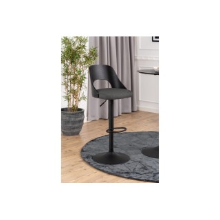 Tabouret de bar assise en tissu piétement en métal noir (lot de 2) - LUCKI
