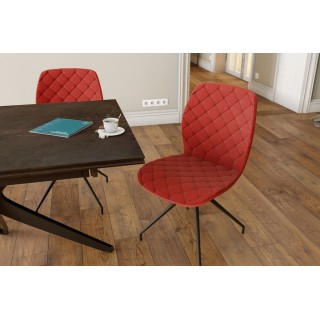 EXPO Chaises pivotantes en tissu rouge et métal noir (lot de 2) ANNA - HELLIN