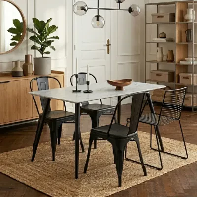 Table à manger rectangulaire en céramique L140 6 personnes ASHFORD - HELLIN