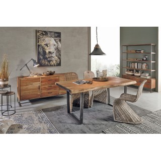 Table à manger bois massif et métal 6 personnes L180 CONNEMARA - HELLIN