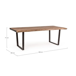 Table à manger bois massif et métal 8 personnes L220 CONNEMARA - HELLIN