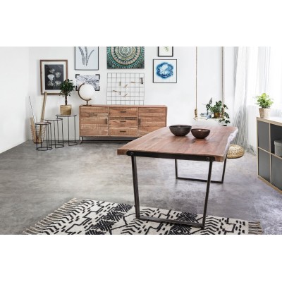 Table à manger bois massif et métal 8 personnes L220 CONNEMARA - HELLIN