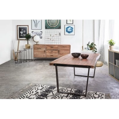 Table à manger bois massif et métal 8 personnes L220 CONNEMARA - HELLIN