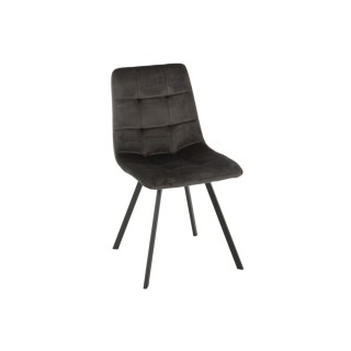 Chaise en velours peau de pêche et en métal noir ( lot de 2) OLIVIA - HELLIN