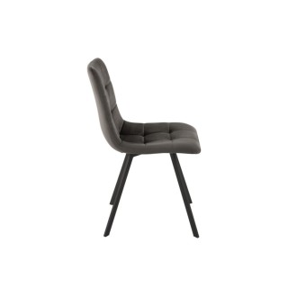Chaise en velours peau de pêche et en métal noir ( lot de 2) OLIVIA - HELLIN