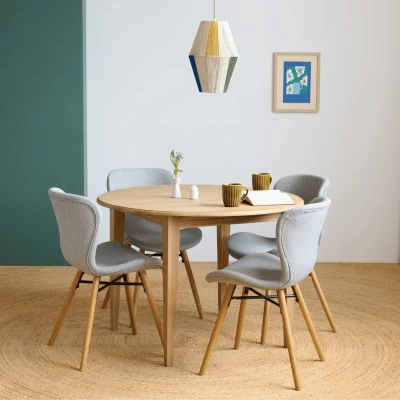 Table ronde pieds fuseau + lot de 4 chaises - Hellin