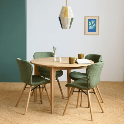 Chaise bois de chêne et tissu coloré : style scandinave | Hellin