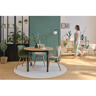 Table extensible ronde en chêne massif : style épuré | Hellin