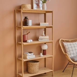 Bibliothèque scandinave en chêne clair 4 tablettes BRENDA - HELLIN