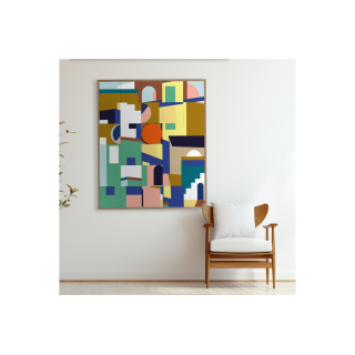 Tableau en bois taquin coloré et graphique 78 x 93 Favela - HELLIN