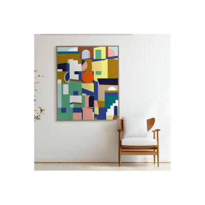 Tableau en bois taquin coloré et graphique 78 x 93 Favela - HELLIN