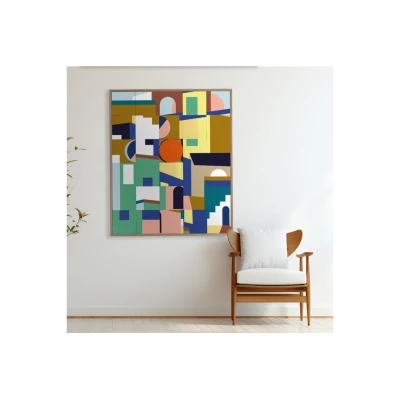 Tableau en bois taquin coloré et graphique 78 x 93 Favela - HELLIN