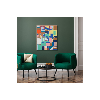 Tableau en bois taquin coloré et graphique 78 x 93 Favela - HELLIN