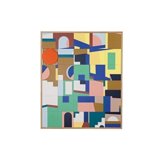 Tableau en bois taquin coloré et graphique 78 x 93 Favela - HELLIN