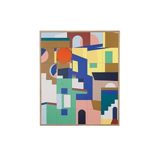 Tableau en bois taquin coloré et graphique 78 x 93 Favela - HELLIN