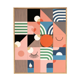 Tableau en bois taquin amoureux 63 x 78 ET BOUM - HELLIN