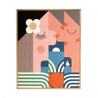 Tableau en bois taquin amoureux 63 x 78 ET BOUM - HELLIN