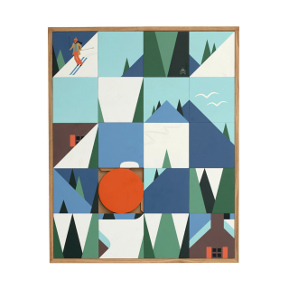 Tableau en bois taquin à la montagne 63 x 78 SCHUSS- HELLIN