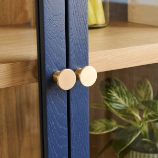 Vitrine vaisselier 2 portes vitrées 4 tiroirs bois bleu JOSEPHINE - HELLIN