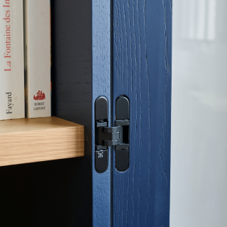 Vitrine vaisselier 2 portes vitrées 4 tiroirs bois bleu JOSEPHINE - HELLIN