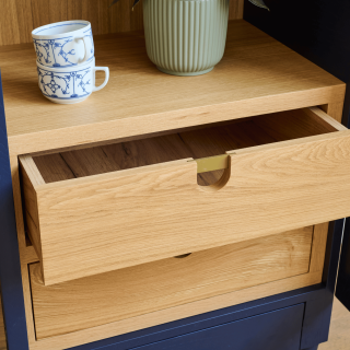 Vitrine vaisselier 2 portes vitrées 4 tiroirs bois bleu JOSEPHINE - HELLIN