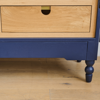 Vitrine vaisselier 2 portes vitrées 4 tiroirs bois bleu JOSEPHINE - HELLIN