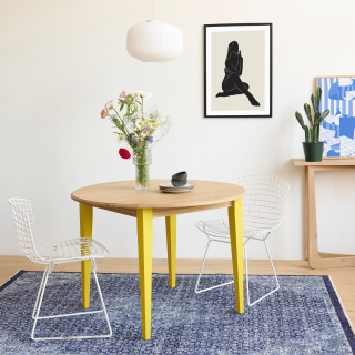 Table ronde extensible en bois pieds colorés 4/6 places D115 VICTORIA - HELLIN