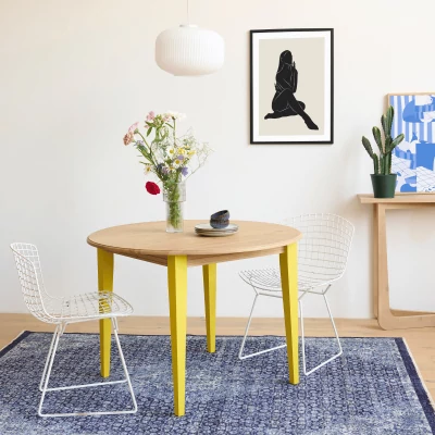 Table ronde extensible en bois pieds colorés 4/6 places D115 VICTORIA - HELLIN