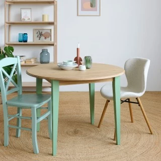 Table ronde extensible en bois pieds colorés 4/6 places D105 VICTORIA - HELLIN