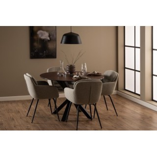 Chaise de salle à manger en tissu piétement métal noir  (lot de 2) MARTA - HELLIN