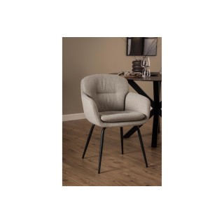 Chaise de salle à manger en tissu piétement métal noir  (lot de 2) MARTA - HELLIN