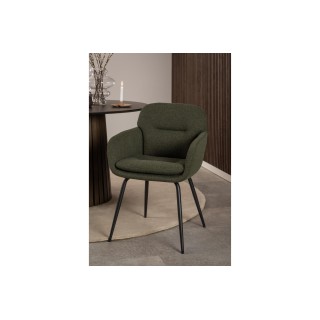 Chaise de salle à manger en tissu piétement métal noir  (lot de 2) MARTA - HELLIN