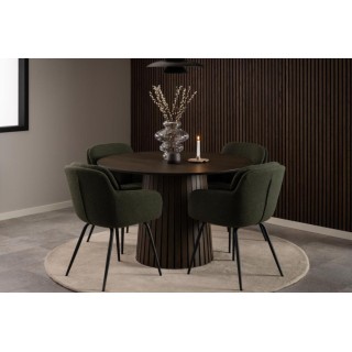 Chaise de salle à manger en tissu piétement métal noir  (lot de 2) MARTA - HELLIN