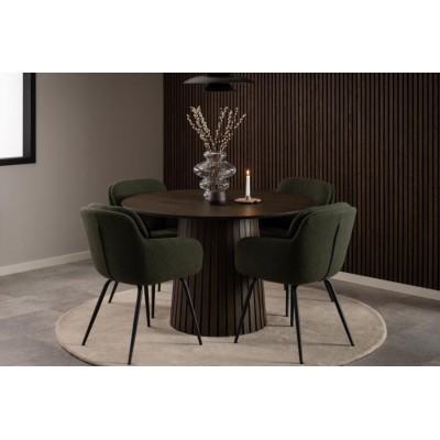 Chaise de salle à manger en tissu piétement métal noir  (lot de 2) MARTA - HELLIN