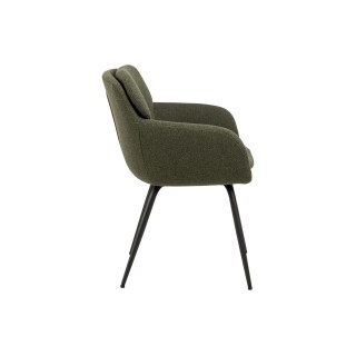 Chaise de salle à manger en tissu piétement métal noir  (lot de 2) MARTA - HELLIN