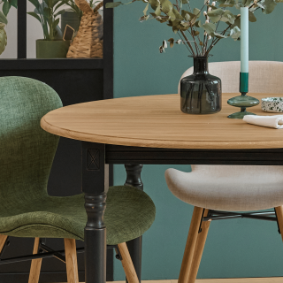 Table ronde extensible bois massif : trois rallonges centrales