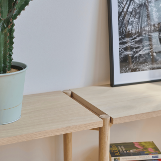 Bibliothèque double scandinave en chêne blanchi 4 tablettes BRENDA - HELLIN