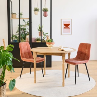 Table ronde extensible bois massif : trois rallonges centrales