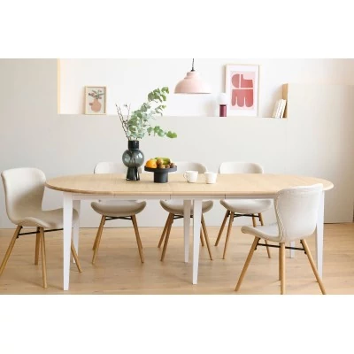 Table ronde extensible Victoria : trois rallonges et pied renfort